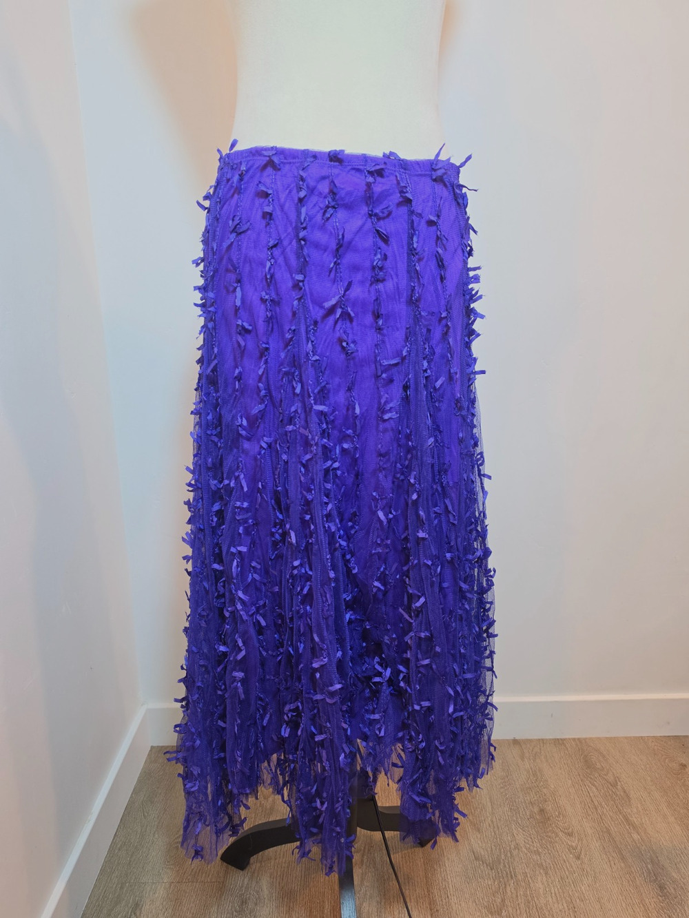 Women’s Ruffle Tulle Mesh Tutu Maxi Skirt Mesh Purple Fairy Size Large